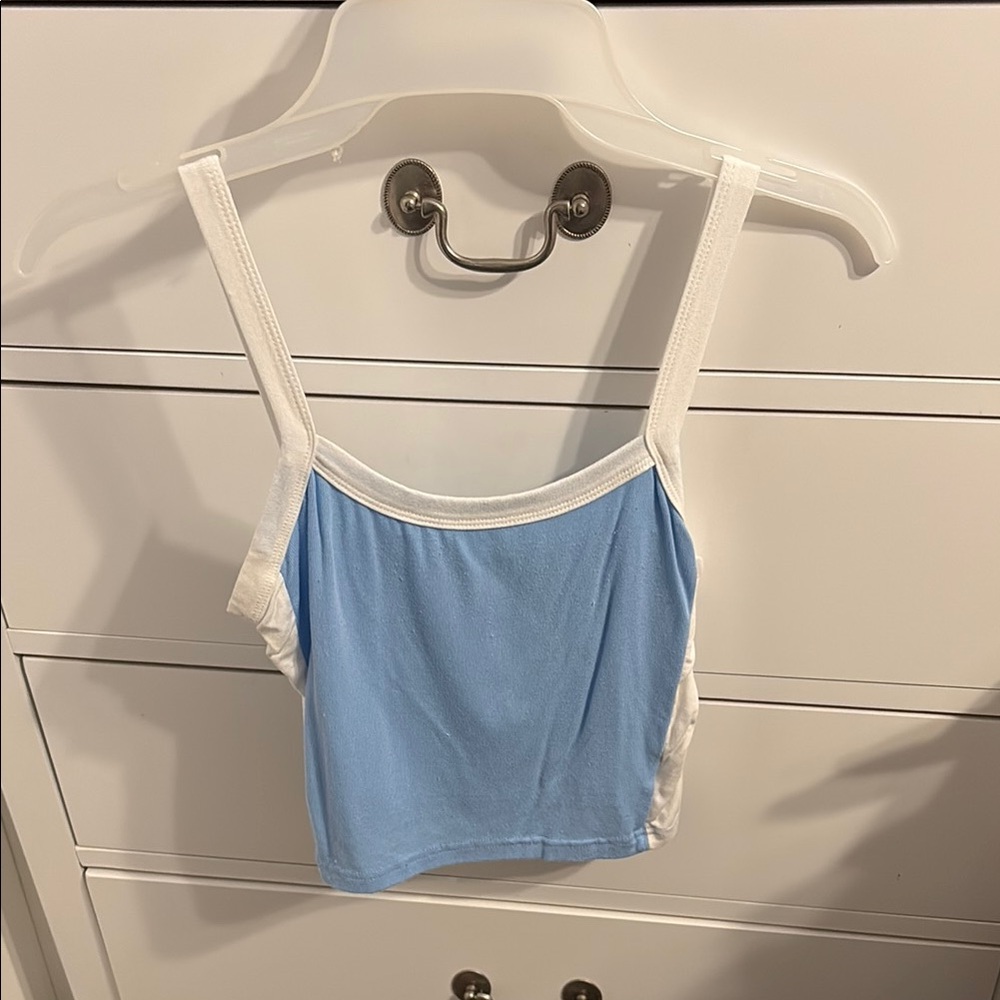 SHEIN Blue and White Fitted Crop Camisole